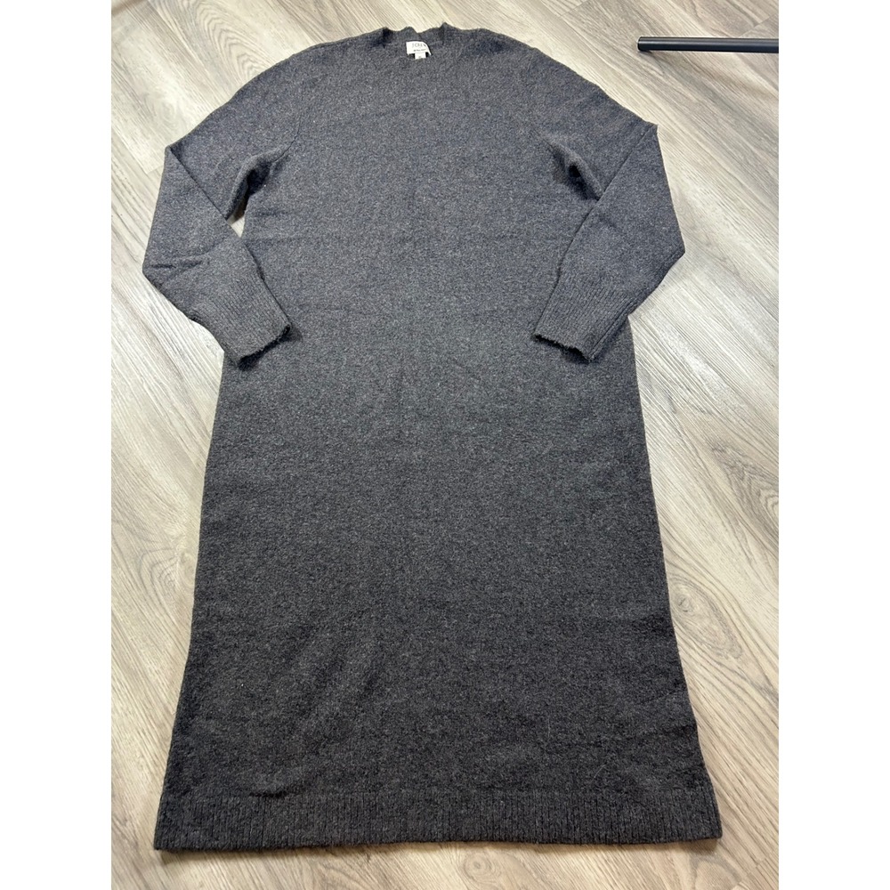 J.Crew Extra-Soft Wool Blend Knit Sweater Dress Charcoal Grey XL Long Sleeve